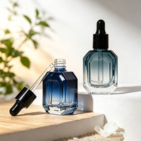 Flacon compte-gouttes de luxe 10 ml en verre dégradé, vide, à facettes, pour huiles essentielles et sérums, avec compte-gouttes pour soins du visage