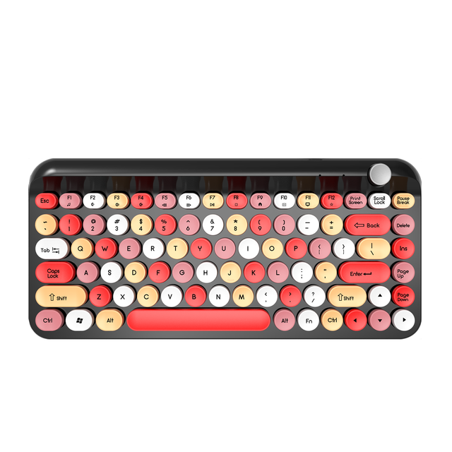 Banda Office Keyboard Wireless Desktop Laptop Tablet Wireless Gaming Round Keys Mixed Colour Rechargeable Wireless Keyboard