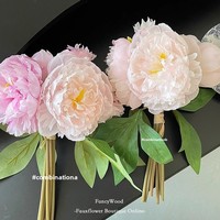 Bouquet de 7 têtes de pivoines artificielles en soie, bouquet de mariée à tenir à la main pour mariage, décoration intérieure, vente en gros de fleurs artificielles