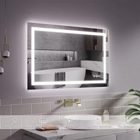 Miroir de salle de bain rectangulaire rétroéclairé à LED, anti-buée, à intensité variable, 3 températures de couleur, miroir de maquillage mural avec capteur pour hôtel