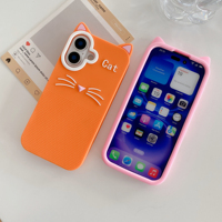 Coque iPhone en silicone 3D avec oreilles et moustaches de chat pour iPhone 17 Pro Max/16/15/14, protection contre les chutes