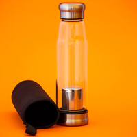 Bouteilles d'eau sportives en verre réutilisables personnalisées avec logo, infuseur en acier, couvercle métallique, résistantes aux fuites, compatibles lave-vaisselle et micro-ondes