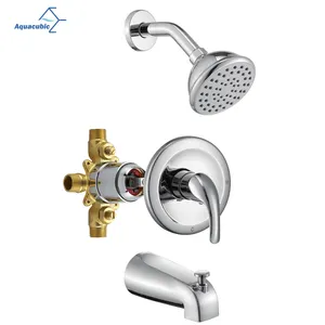 Bathroom Showers USA CUPC Wall Mounted Brass Body RV Bathroom Complete Tub Chrome Bath Shower Faucet Set