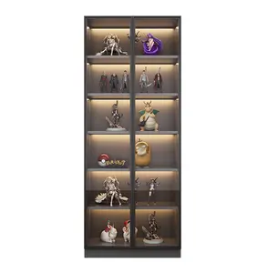 Transparent glass display case with lamp