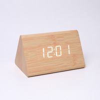 Nouveau design Offre Spéciale réveil numérique led en bois intelligent créatif avec heure, date, température, luminosité chaude et humidité