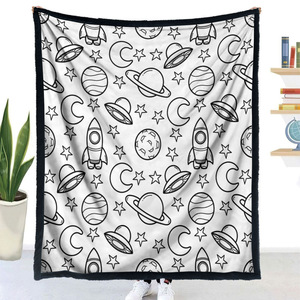 Anma Cross-border Exclusive Hand-painted Winter DIY Coloring <b>Sleep</b> <b>Blanket</b> 100% Polyester Space Style 120x150cm Customizable - Product Image 5