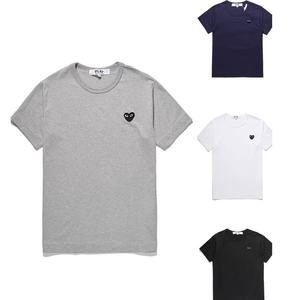 T-shirt per Coppie in Puro Cotone <span class=keywords><strong>con</strong></span> Ricamo a <span class=keywords><strong>Cuore</strong></span>, Magliette Estive a Maniche Corte <span class=keywords><strong>con</strong></span> Collo Tondo e Ricamo di <span class=keywords><strong>Cuore</strong></span> <span class=keywords><strong>Rosso</strong></span> - Product Image 2