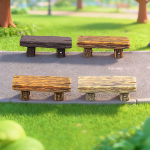 Mini-banc en résine simulée pour décorations paysagères, chaise en bois miniature réaliste, ornements de bureau, accessoires de bricolage - Product Image 4