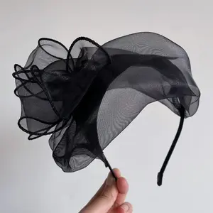 MIO fransız Vintage moda peçe örgü kafa çay parti kafa kadın kızlar için dekorasyon şapka dantel