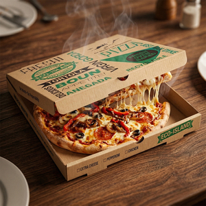 Waterproof Eco-Friendly Disposable Square Corrugated Paperboard <b>Pizza</b> <b>Boxes</b> Silver Foil Printing 20-45 Inch Sizes for Food - Product Image 2