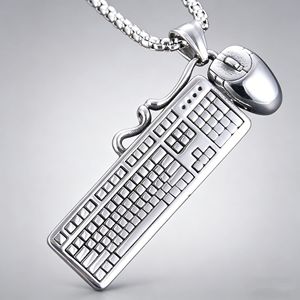 yunnique <b>Keyboard</b> And Mouse Pendant Necklace Stainless Steel Men's Hip Hop Retro Geometric Design Gift Jewelry - Product Image 3