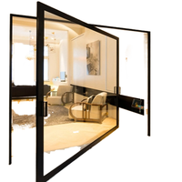 Puerta Pivotante de Entrada Principal Automatizada Moderna para Villa, Puerta Frontal de Aluminio y Vidrio de Lujo para Apartamento