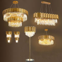 Lustre moderne en or brossé sur mesure, style Empire français, en métal et cristal K9, pour salon, luxe