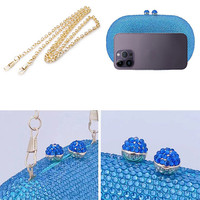 Tas Clutch Malam Kristal Elegan Mewah Desain Terbaru 2024 untuk Pesta Pernikahan Wanita, Motif Bunga, Bahan Poliester
