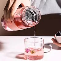 Bouteille en verre de mode de style japonais bouteille Wtaer de 480ml avec manchon isolant pour infuseur à thé bouteilles de lait à haute température