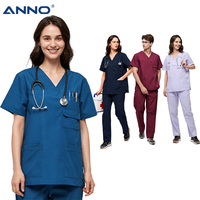 ANNO Scrub Rumah Sakit kualitas tinggi kaus seragam medis pendek Logo kustom atasan Scrub spandeks cetak Teknik