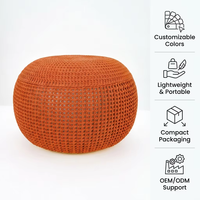 Pouf ottoman rond en polyester tricoté à la main, repose-pieds pour la décoration du salon