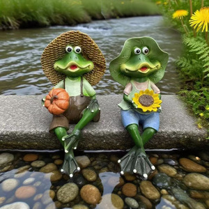 Figurines de couple de grenouilles en résine, décoration de jardin, décoration artistique extérieure, cadeau pour la maison - Product Image 2