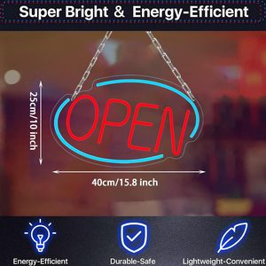 LED neon oval open <b>sign</b> indoor hanging ambient light shop <b>sign</b> wall decoration light entrance indicator luminous <b>sign</b> 5v 12v - Product Image 2