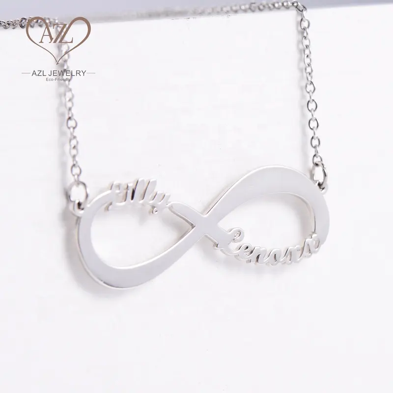 Aizhilin Kalung-collar de latón personalizado con nombre, placa con nombre personalizada, joyería Infinity para mujer 2020