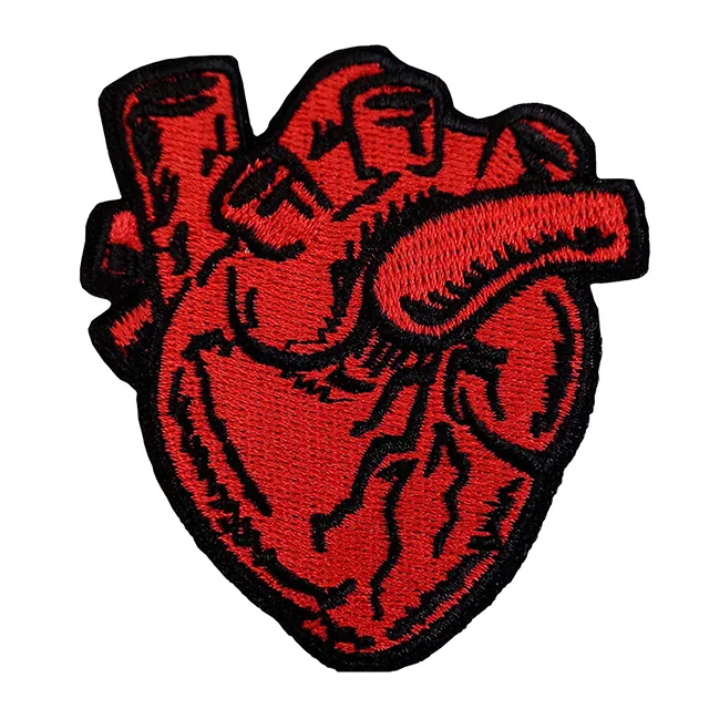 Designer clothing iron on patches Anatomical Heart Embroidered Patches