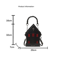 Sac à bandoulière gothique unique personnalisable en cuir PU en forme de maison avec fermeture éclair pour femme, vente en gros