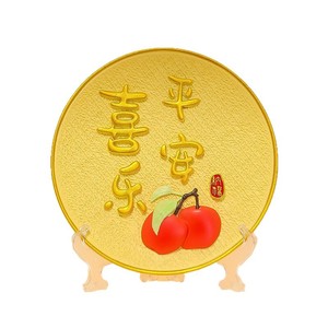 จานเรซิ่นรูปทรงกลมลายลูกพลับมงคล ของตกแต่งบ้าน ทางเข้าบ้าน ของขวัญทำมือตามหลักฮวงจุ้ย ของตกแต่งปีใหม่จีน - Product Image 5