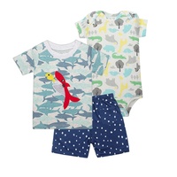 Ensemble 3 pièces décontracté d'été pour bébés garçons : short, barboteuse et vêtements pour tout-petits