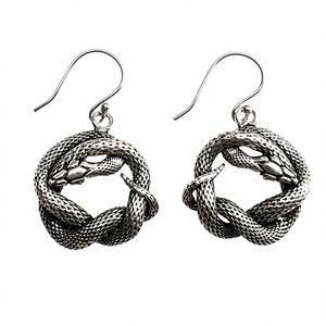 Boucles d'oreilles en forme de serpent, vente en gros, plaqué or et argent, modèles de serpent indien, boucles d'oreilles en métal en laiton, bijoux - Product Image 1