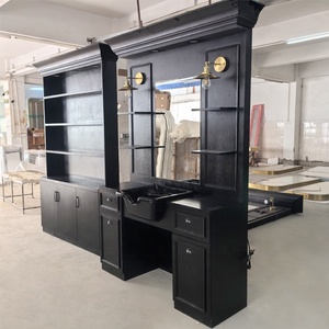 Miroir de salon de coiffure en <span class=keywords><strong>bois</strong></span> européen, grand miroir sur pied, miroir de salon de coiffure - Product Image 4