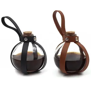 250ml Potion Bottle Witch And Wizard Dark Magic Cork Potion Bottle With PU Leather Holder Medieval Costume And Cosplay Accessory