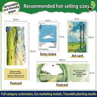 Papier à graines biodégradable personnalisable pour cartes promotionnelles, de vœux ou de publicité commerciale avec logo imprimé