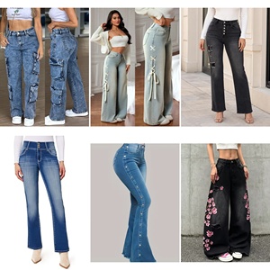 Assortiment de jeans en denim pour femmes, vente en gros, différentes coupes et finitions, pour les détaillants, commande en gros, mélange aléatoire - Product Image 4
