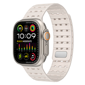 Bracelet perforé en silicone magnétique respirant pour bracelet de montre Apple intelligent 1 2 3 4 5 6 <span class=keywords><strong>7</strong></span> 8 9 SE Ultra 2 - Product Image 2