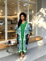 Robe longue ample grande taille en coton à col en V boutonnée, style Boubou africain, imprimé numérique, pour femme musulmane, idéale pour l'été et la plage.