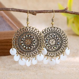 Pendientes Colgantes de Moda para Mujer, Aleación de Zinc, Cristal, Diamantes de Imitación, Forma de Flor, Imitación de Perla, Joyería para Fiesta - Product Image 1