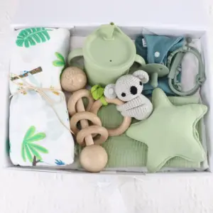 Muslin kundak battaniyeleri Bib bebek çıngırak tığ oyuncaklar diş kaşıyıcı bebek kupası Paicifer zincir hediye seti