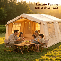 Tentes de camping gonflables à montage instantané, style Ridge, pour 6 à 8 personnes, deux chambres, en coton TC, avec fond en PVC imperméable 3000 mm+, en promotion