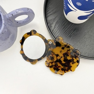 Creative Acetate Pocket Mini Cosmetic Mirror Custom logo Dust-proof Design Personalized Hand <b>Makeup</b> <b>Vanity</b> Beauty Mirror - Product Image 2