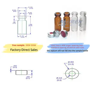 AIJIREN 2ml HPLC लैब बोरोसिलिकेट मिली शीशी क्रिंप टॉप और एल्युमीनियम कैप के साथ क्लियर ग्लास