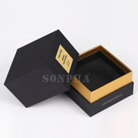 Ensemble de grands pots à bougie parfumés de luxe personnalisés, boîte d'emballage cadeau, pots à bougie noir mat avec couvercle et boîtes pour bougies