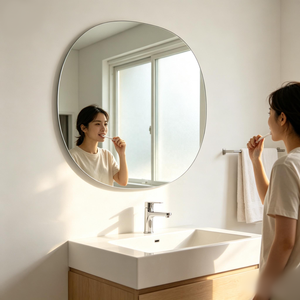 Miroir de salle de bain sans cadre en PC anti-buée, forme Art Déco organique irrégulière pour la décoration murale des hôtels et des salles de bain à domicile - Product Image 3