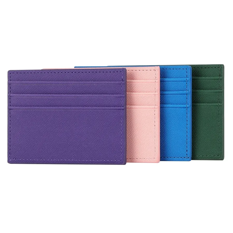 Portafoglio da uomo in vera pelle moderno Unisex minimalista personalizzato porta carte di credito portafoglio sottile con portamonete anti clone