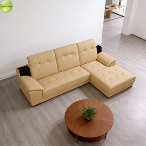 <span class=keywords><strong>Canapé</strong></span> en <span class=keywords><strong>cuir</strong></span> <span class=keywords><strong>beige</strong></span> durable en forme de L, minimaliste, robuste, facile à nettoyer pour la maison/le salon/l'appartement - Product Image 3