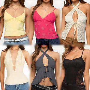 Venta al por Mayor de Tops Retro Usados de Verano para Mujer, Estampados, Casuales, Sexys, Liquidación de Inventario, Envío Aleatorio - Product Image 4