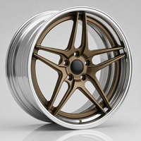 Nouvelle jante en alliage d'aluminium forgé, 2 pièces, 5 branches, finition bronze satiné chromé, avec logo personnalisé, pour rétrofit/amélioration de voiture, 18-22 pouces