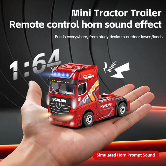 NEW Wltoys SJY-6408 1/64 RC Container Truck Mini Alloy 4WD Container Truck Drift Racing Remote Control Tractor with Trailer