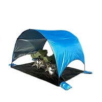 Tente de plage une chambre, protection UV UPF 50+, polyester, abri solaire portable d'été, ventilation 360°, 4 sacs de sable, doubles poches