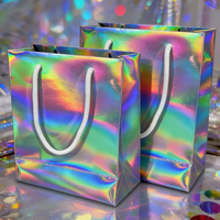 Bolsa de Regalo Holográfica Láser con Asa de Cuerda - Bolsa de Embalaje Brillante Iridiscente para Regalos, Cosméticos y Joyería