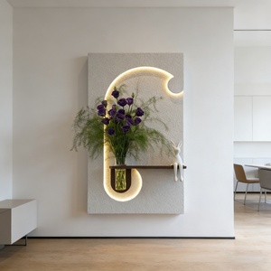 Pintura Decorativa de Lujo Personalizada de Fábrica, Arte en Piedra Arenisca 3D, Decoración para el Hogar, Plantas Hidropónicas con Iluminación LED, Arte Colgante - Product Image 1